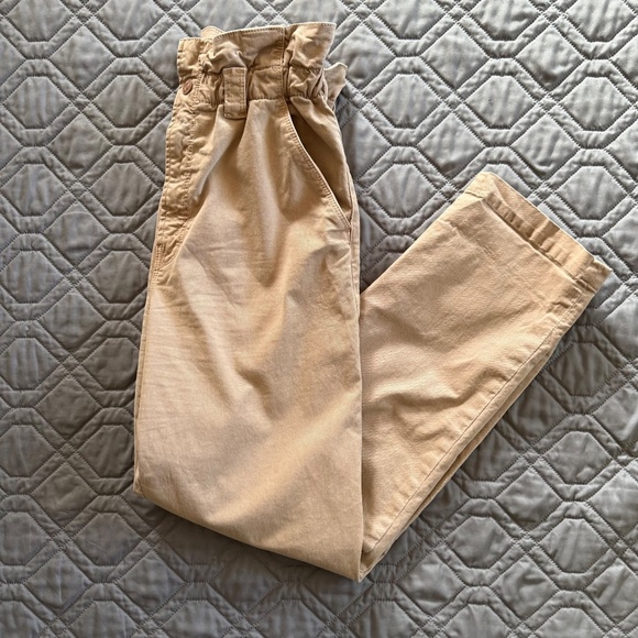 Mother The Yoyo Ruffle Greaser Ankle Pant Tan Paper Bag Waist Size 26 - Picture 9 of 16